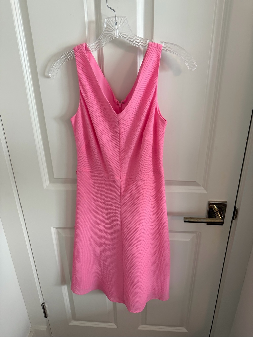Petite Sophisticate Sleeveless Pink V-Neck Dress